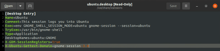 Exec= 뒷 내용이 그림과 다르다면, 그림에 나와 있는 값 그대로 사용해도 된다.
env GNOME_SHELL_SESSION_MODE=ubuntu gnome-session —session=ubuntu
